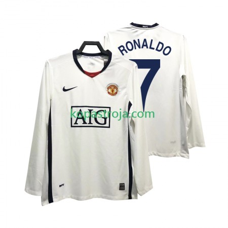 Billiga Fotbollströjor Manchester United Ronaldo 7 Premier League 2008 2009 Retro Borta tröja Långärmad